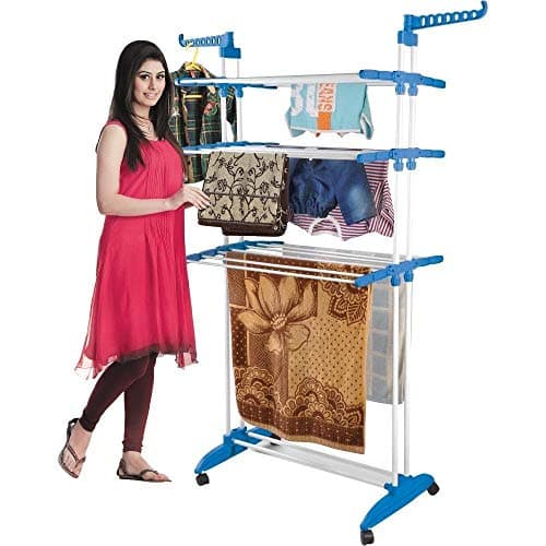 ZOSHOMI Floor Mount Cloth Drying Rack, Foldable, 3 Layer