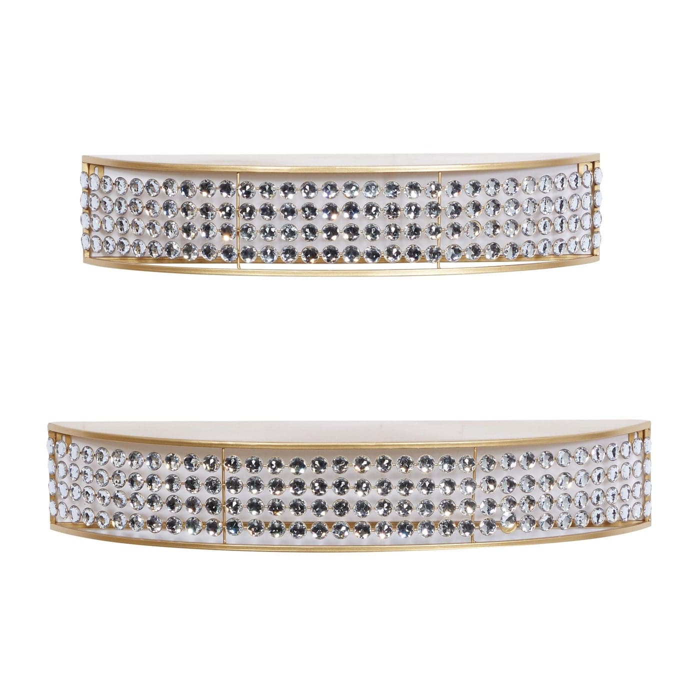 Deco 79 Metal Wall Shelf HalfMoon with Crystal Embellishments Set of 2 5 5H Gold