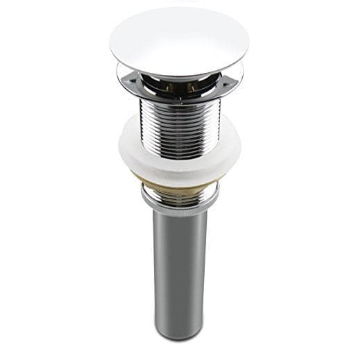 Bathroom Sink Pop Up Drain Assembly Without Overflow Fits 1.57 to 2.36 Inch Sink Openings with 1-1/4 Inch Tailpiece Large Cap Solid Brass Drain Stopper (Polished Chrome)