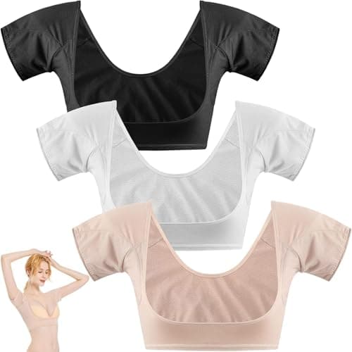 Zhanmai 3 Pcs Underarm Sweat Vest Armpit Sweat Proof Pads for Under Armpits Underarm Proof Pads for WomenSmall White Black Beige