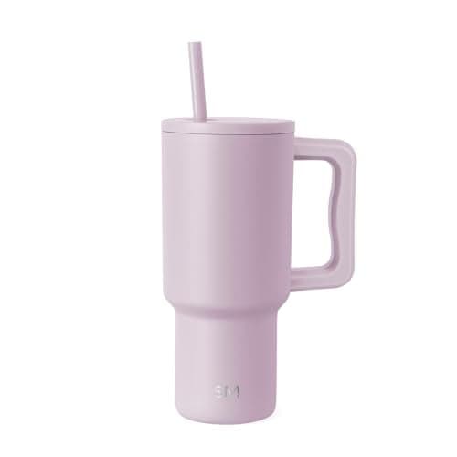 Simple Modern 30 oz Trek Tumbler with Handle and Straw Lid | Cup Holder Friendly Insulated Stainless Steel Travel Mug | Lavender Mist