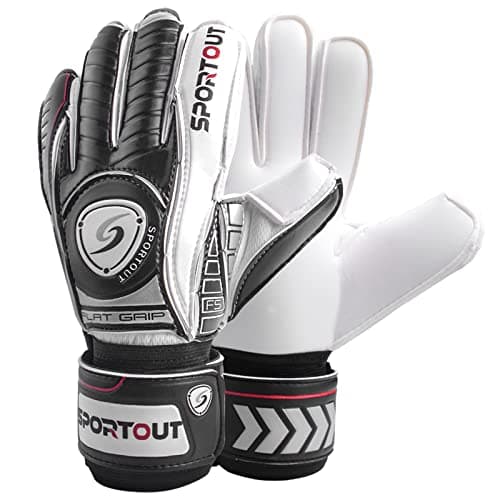 Sportout Goalkeeper Gloves with Fingersave, Soccer Gloves, Breathable, 4mm Latex, Kids Youth & Adult (10, Black)