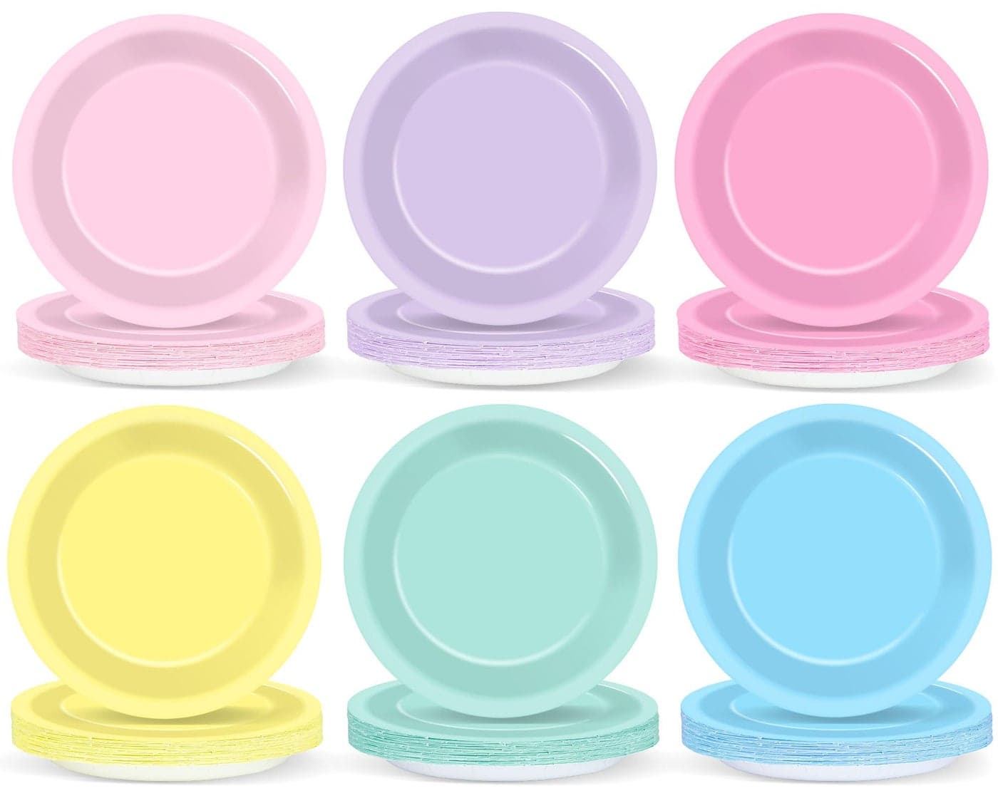 48Pcs Pastel Party Plates Pastel Party Supplies 7 Pastel Paper Plates Disposable Pastel Rainbow Party Decoration for Wedding Colorful Dessert Plate Tableware Birthday Party Baby Shower Party Supplies