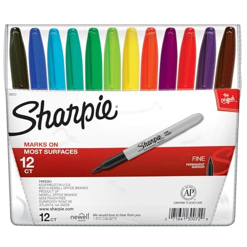 Sharpie Fine Point Permanent Marker,Assorted Classic,12-Count