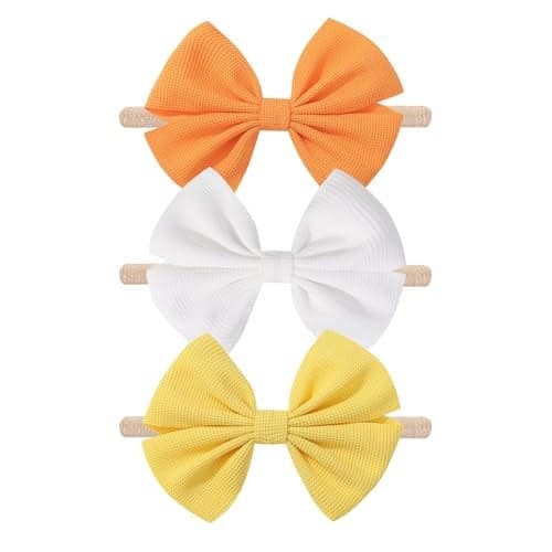 HELYKAKA Thanksgiving Baby Girls Bows Elastic Nylon Headbands Bows for Baby Girls Toddler Hair Bows Fall Theme Party Hair Accessories Newborn Bows for Infant Toddlers Kids