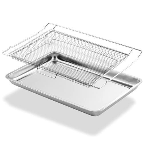 NX-AA5000RS Air Fryer Tray Replacement for Samsung GE Oven 24.7 x 16.5 IN 304 Stainless Steel NE63A6511SS NX60A6511SS Samsung Oven Air Fryer Basket and Tray Range Stove Parts Large Airfryer Drip Pan