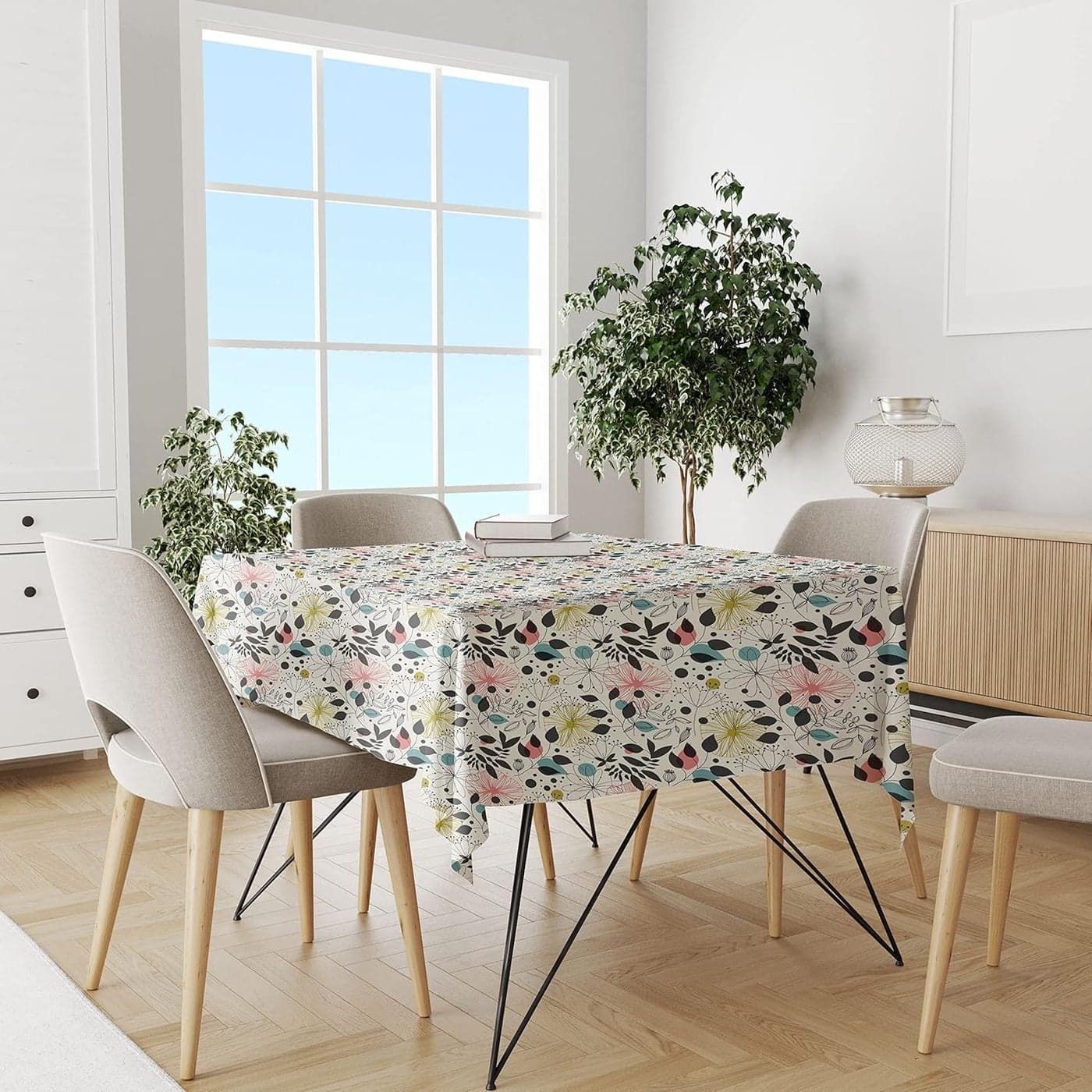 BRICK HOME Geometric Printed Cotton Canvas 4 Seater Table Cover 40 x 60 Inches