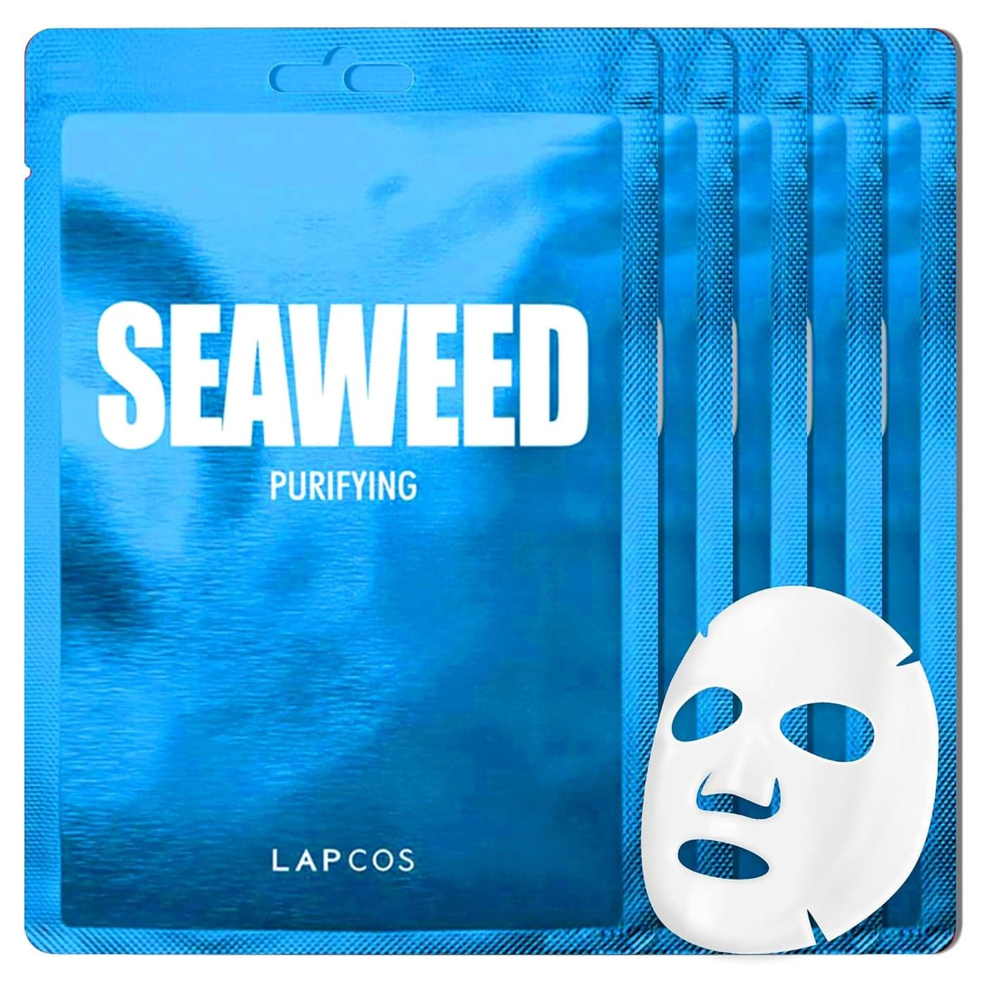 LAPCOS Seaweed Sheet Mask Daily Face Mask with Hyaluronic Acid to Smooth and Purify Skin Korean Beauty Favorite 5Pack