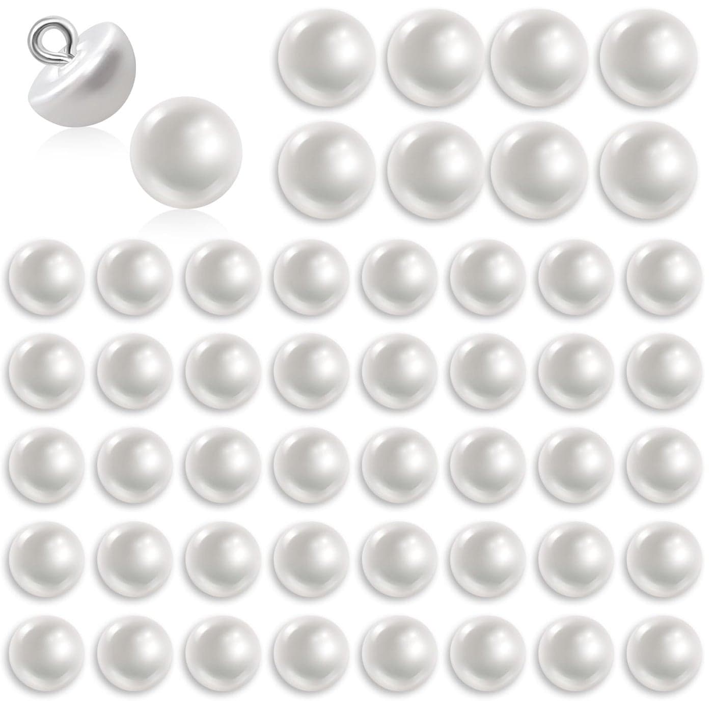 Hariendny 50PCS 10mm Pearl Buttons with Shank Round Pearl Buttons Decorative Buttons for Wedding Dresses Sewing Shirts Jewelry Decorations DIY Crafts Plastic Resin Sewing Buttons white