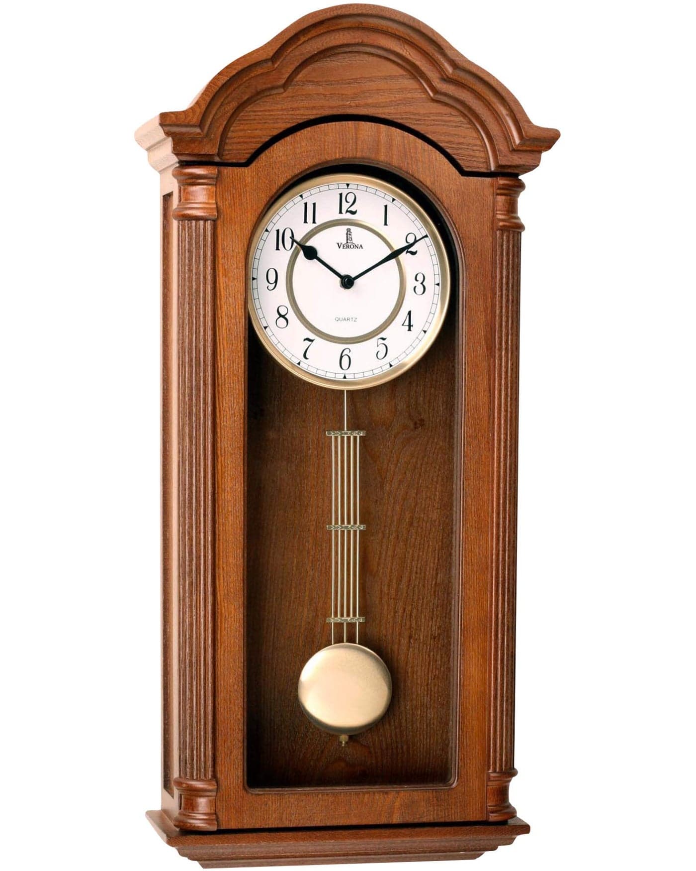 Pendulum Wall Clock Battery Operated Large Wooden Hanging Grandfather Wall Clock with Pendulum Quiet Made with Real Wood for Living Room Decor Office Home Dcor Gift 26x12