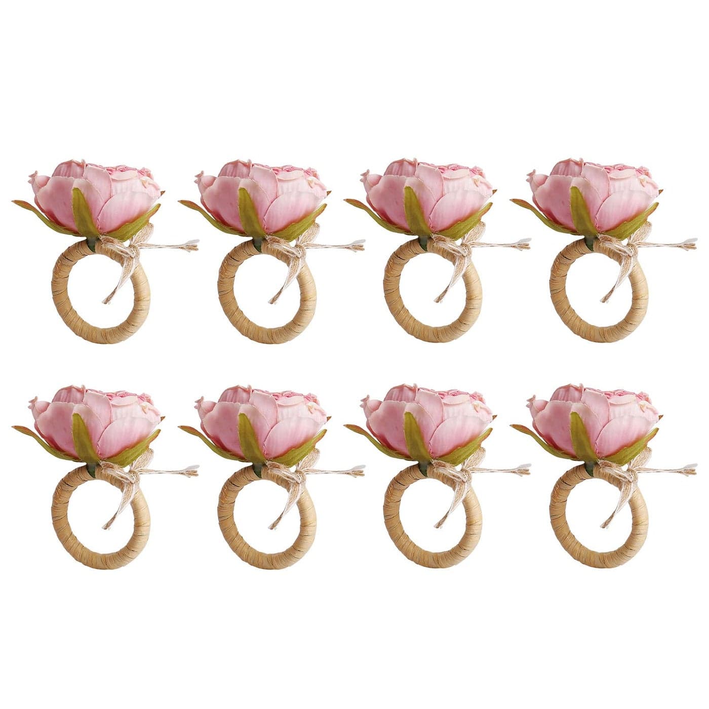 Flower Napkin Rings Set of 8Pink Peony Flower Handmade Napkin Holder Rings Table Decorations for WeddingFallDaily PartyPicnicsBanquetLuncheonsBirthdayChristmasValentinesThanksgiving