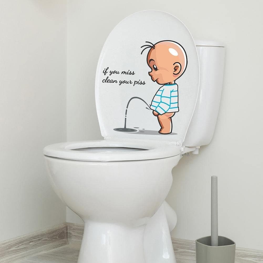 If You MissClean Your Piss Toilet Sticker Funny Seat Sticker Bathroom Wall Decal Waterproof Vinyl Wall Art Sign Decor Toilet Lid and Tank Covers DIY Removable Waterproof Toilet Lid Decals