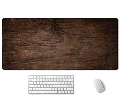 SSOIU Extended Gaming Mouse Pad 355x157 in Large NonSlip Rubber Base Mousepad with Stitched Edges Waterproof Keyboard Mouse Mat Desk Pad for Work Game Office Home Texture of Bark Wood