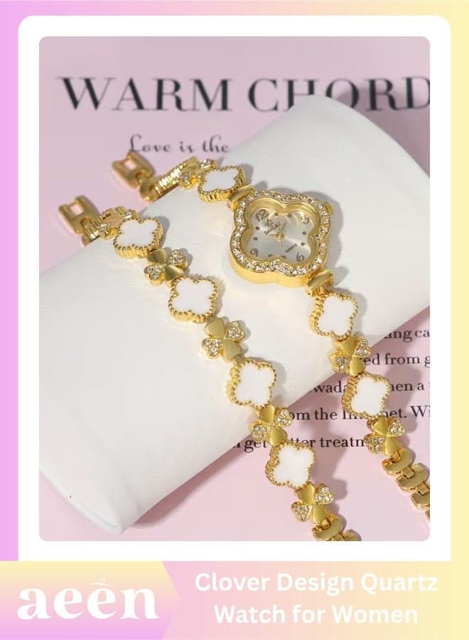 High-Quality Women’s Watch with Clover Lucky Design, Quartz Movement & Bracelet – Chic & Trendy, Jewelry for Mother, Daughter, Wife, Teens & Friends