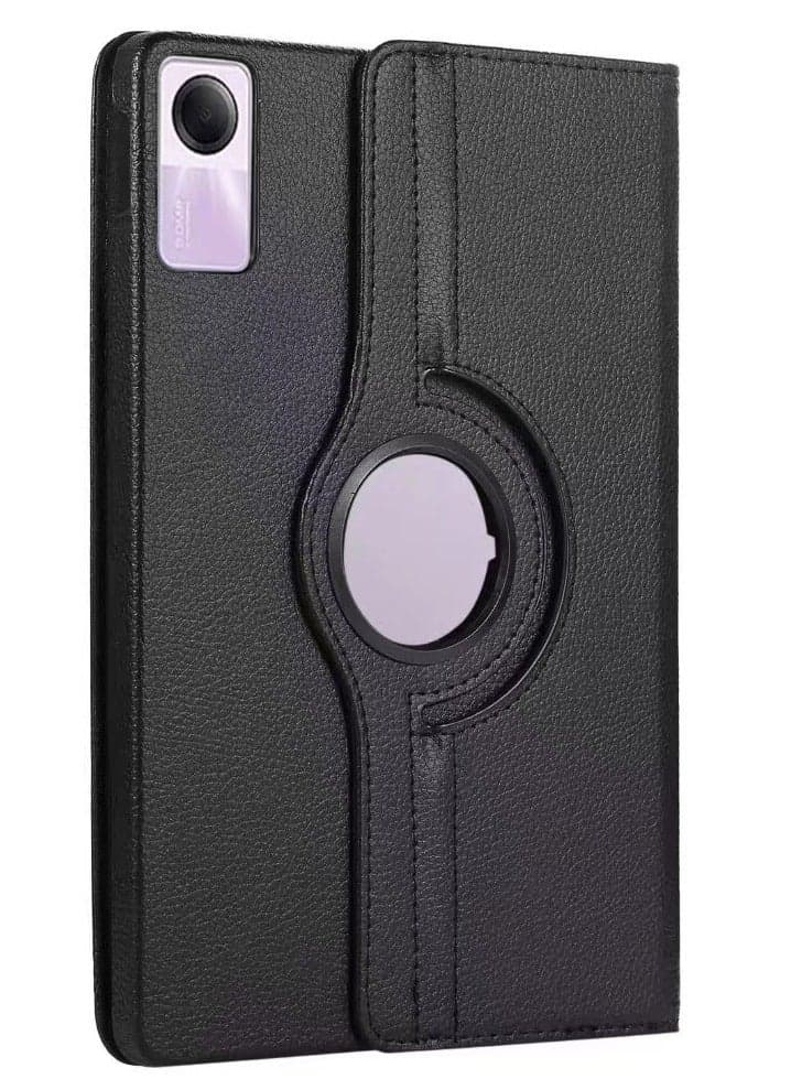 360°Rotating Case Compatible for Lenovo Tab P12 12.7 inch 2023 Case, Multi-Angle Swiveling Slim Cover Auto Wake/Sleep PU Leather Hard Back Shockproof (Black)
