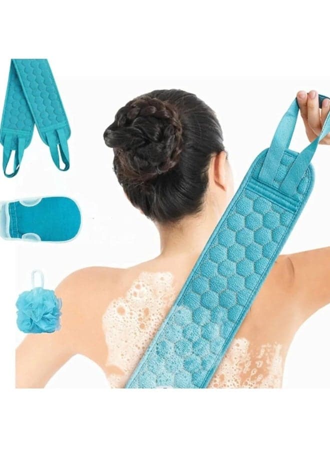 Bath Shower Loofah Sponge Pouf Body Scrubber Exfoliator Body Wash Sponge ,Back Massage for Bathroom (Set of 3)