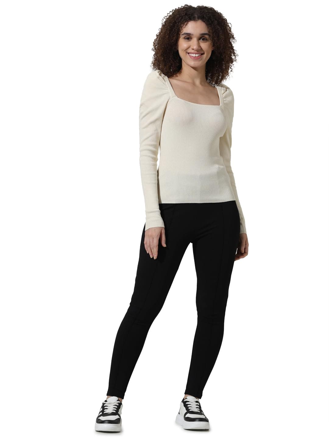 ONLY Women Solid Viscose Relaxed Fit White Sweater