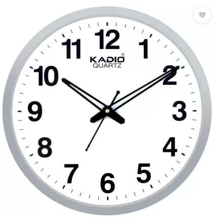 Kadio Analog 32 cm X 32 cm Wall Clock (White, with Glass, Standard)