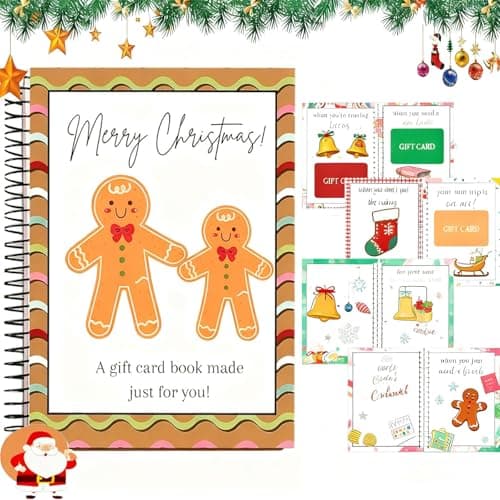 XIJQRAC Christmas Gift Card Book for Adults, Merry Christmas Gift Cards, 5x7 Color Spiral Bound Card Book- Surprises On Every Page, DIY Personalized Xmas Gifts for Family, Friends, Students