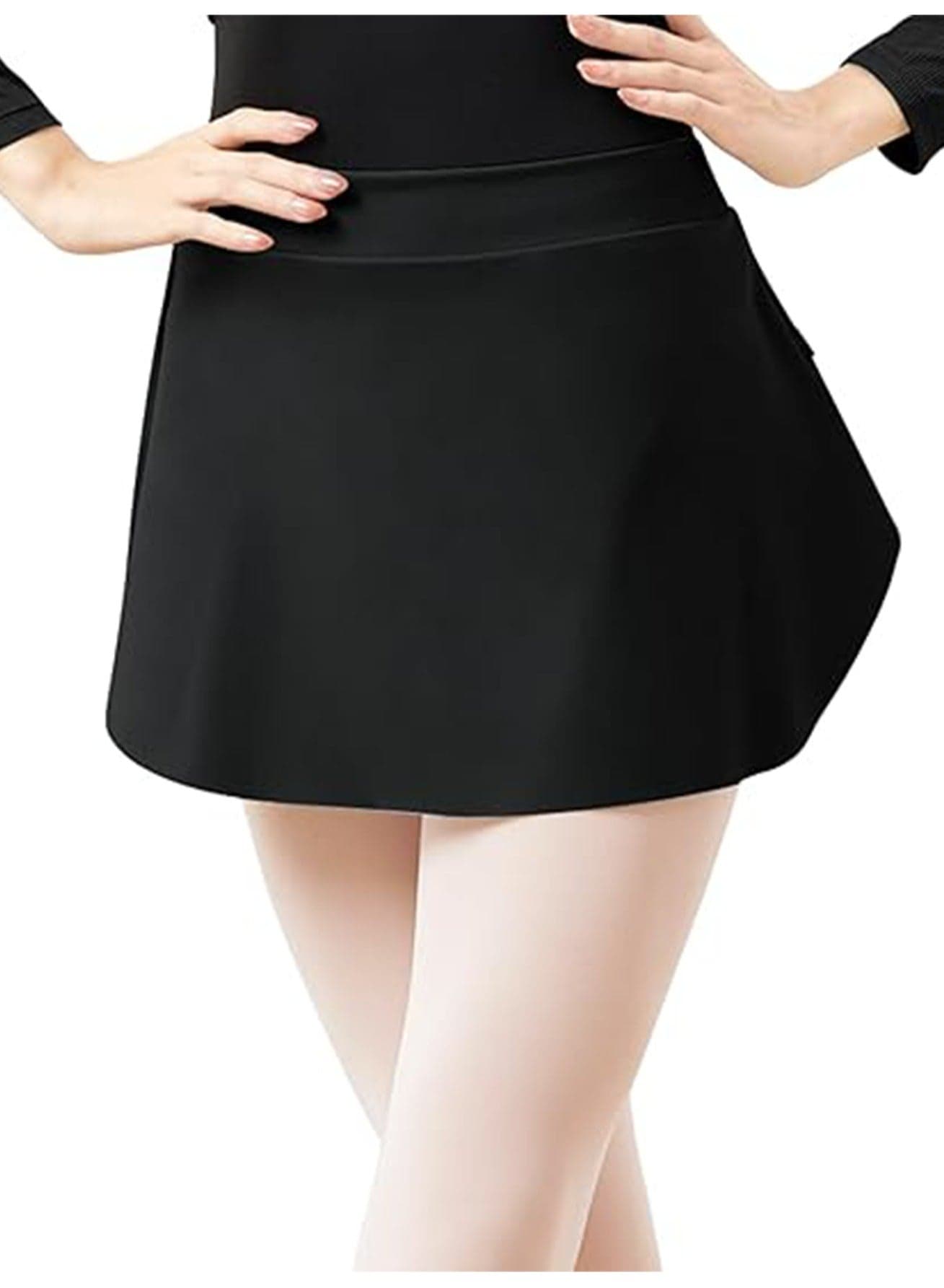 Super Slim Adult Dance Ballet Skirt Elastic Short Skirt Summer Performance Skirt Dance Training Clothes Gymnastics Gauze Skirt (Black Size S)