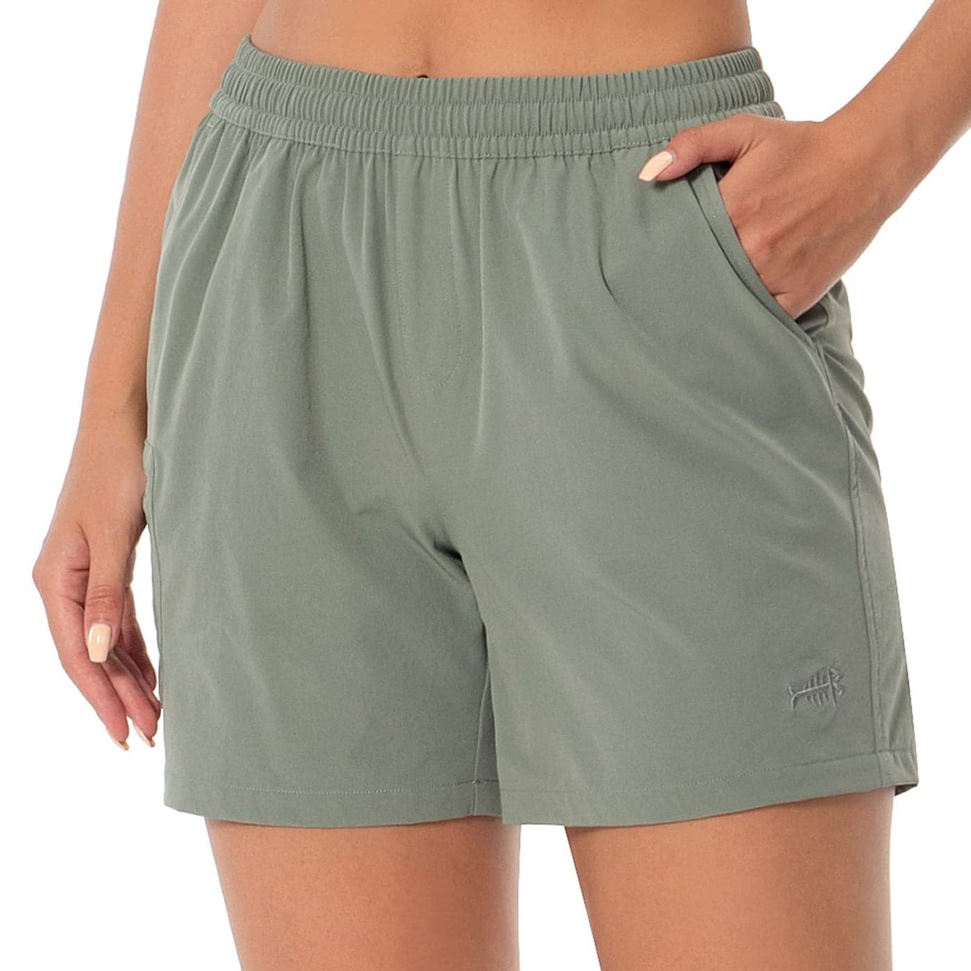 BASSDASH Womens 5 Fishing Hiking Quick Dry Cargo Shorts with Zipper Pockets UPF 50 Water Resistant Summer Casual Shorts Sage Green
