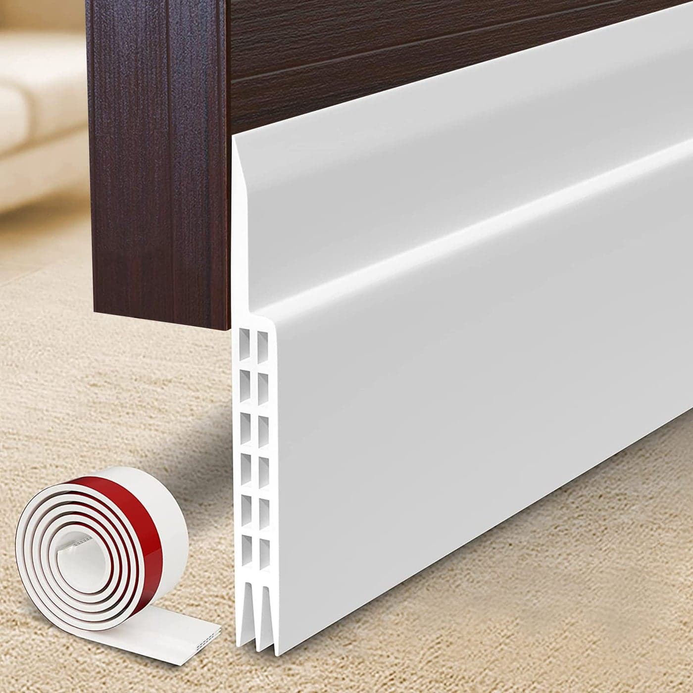 New Upgrade Huge Gap Door Draft Stopper 34 W Widened Door Sweep Seal Gap Up to 18 for Interior Exterior Doors Keeping Draft Noise Dust and Unwanted Animals Out34 W x 39 LWhite