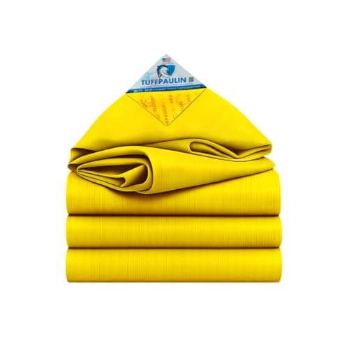 TUFFPAULIN Plastic 21Ft X 12Ft 120 Gsm Yellow Tarpaulin Tirpal Tadpatri Tharpai Thadika, Extra Strong, Reinforced Eyelets, Uv Resistant, 100% Waterproof Virgin, 6 Layer Mlcl 3D Rib Technology-1 No.