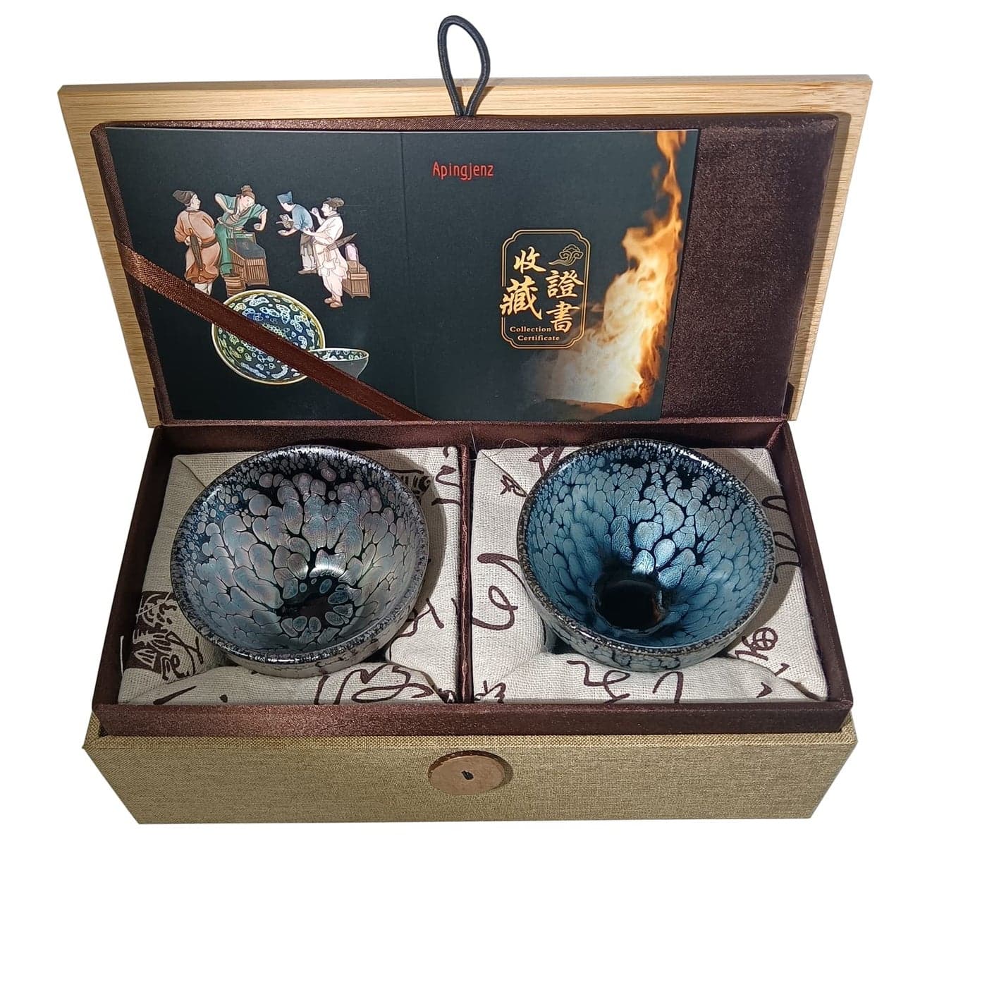 Apingjenz Jianzhan Ceramic Tea Cup Tea Set Coffee cupTenmoku Teacups Chinese Timehonored Kiln Fired Craftmenship Set of 2 2 colors