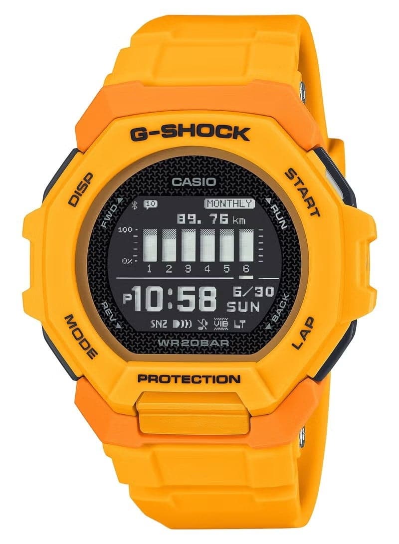 G-Shock GBD-300-9DR G-Squad Men's Digital Watch, Black Dial, Yellow Resin Band