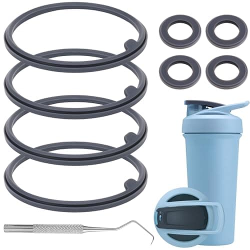 9PCS Shaker Bottle Gasket Replacement for BlenderBottle Strada Shaker Cup Stainless Steel Water Bottle,Wire Whisk Bottle Gasket,Compatible with Blender Bottle Strada Protein Shaker Bottle(Flip lid)
