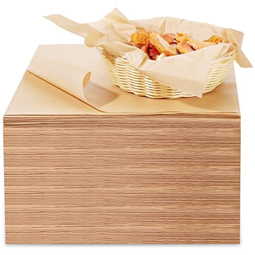 Fumete 500 Pack Grease Resistant Deli Paper Sheets Grease Proof Liners 12 x 12 Inch Food Trays Sandwich Wrapping Paper Disposable Serving Trays for BBQ Picnic Party RestaurantBrown