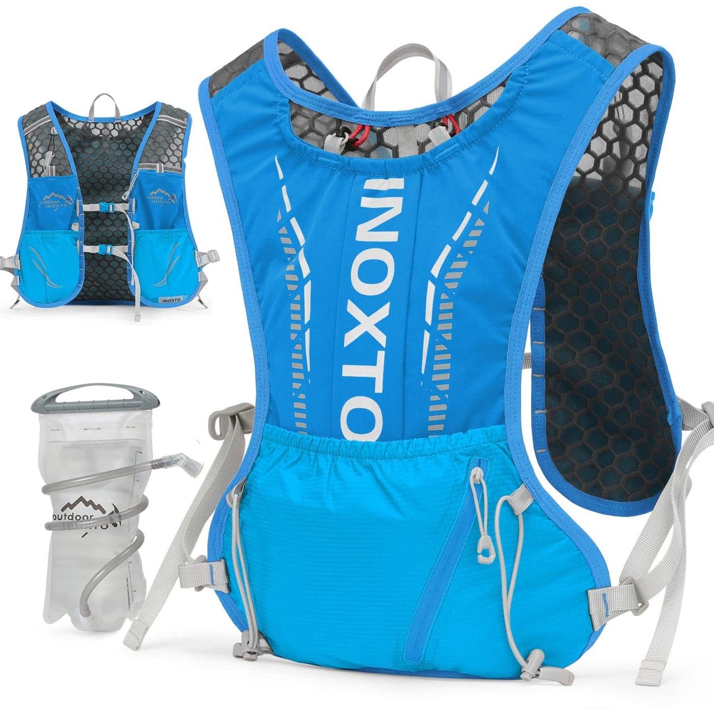 INOXTO Hydration Vest BackpackLightweight Water Running Vest Pack with 15L Water Bladder Bag Daypack for Hiking Trail Running Cycling Race Marathon for Women Men