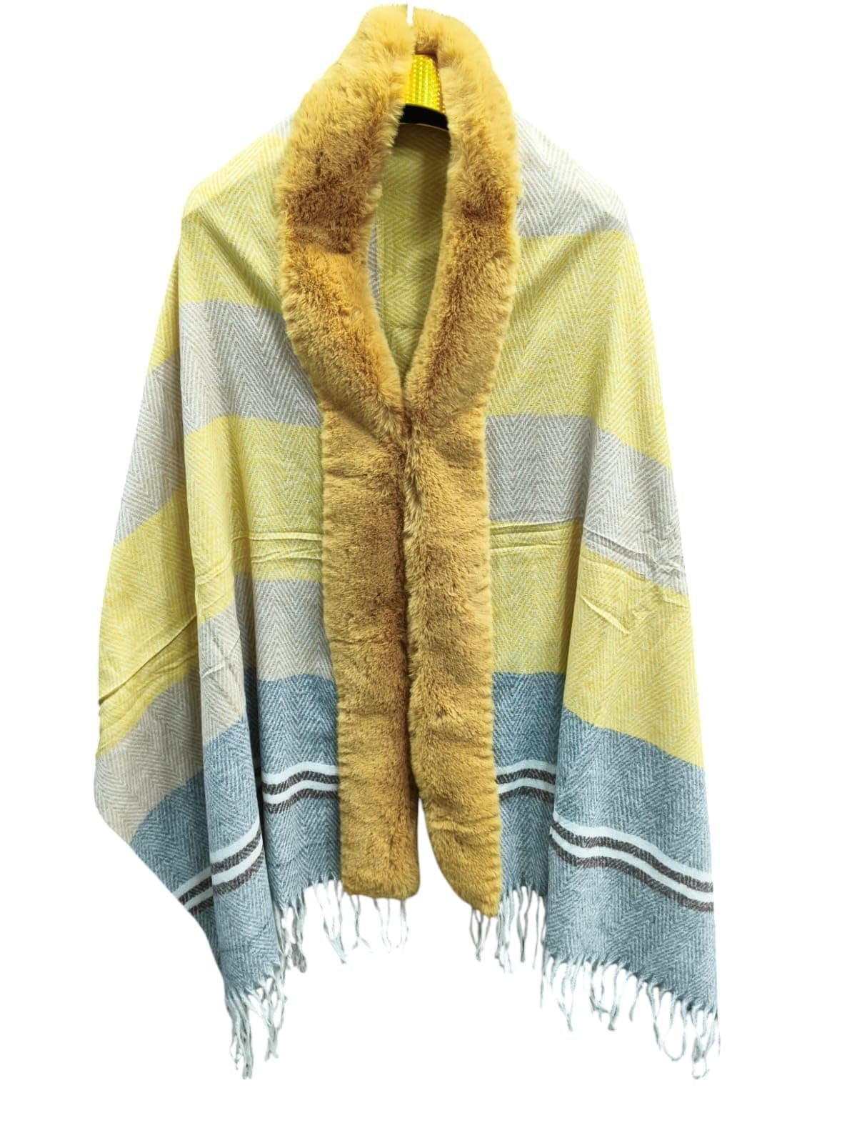Cigain Women Winter Fashion Woolen Shawl Collar Warm Open Front Poncho Cardigan Shrug Style Wrap (in, Alpha, XL, Plus, Plus Size, Color_4)
