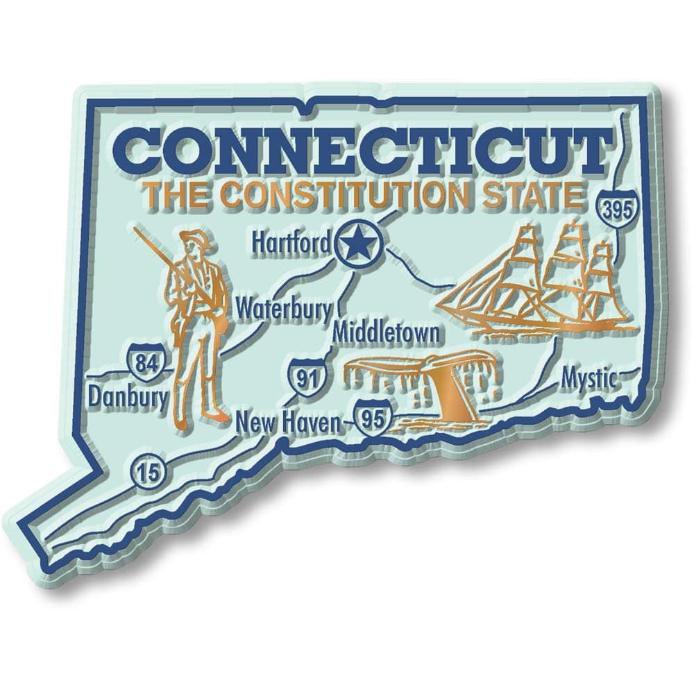 Connecticut Giant State Magnet by Classic Magnets 37 x 28 Collectible 3D Rubber VintageStyle Souvenirs and Gifts Made in The USA