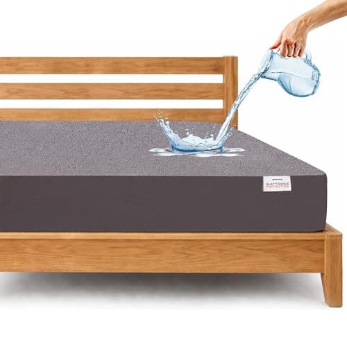 Mattress Protector Waterproof Double Bed (78x48 in) | Feather-Soft Cotton Terry, Breathable & Hypoallergenic Fitted Mattresses Cover for Complete Protection | Bed Protector (6.5x4 ft)- Grey