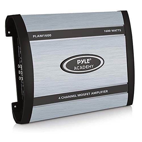 4 Ch. Car Stereo Amplifier Class AB- 1600W Bridgeable High Power MOSFET Audio Sound Auto Small Speaker Amp Box w/ Crossover, Bass Boost Control, Silver Plated RCA Input Output - Pyle PLAM1600