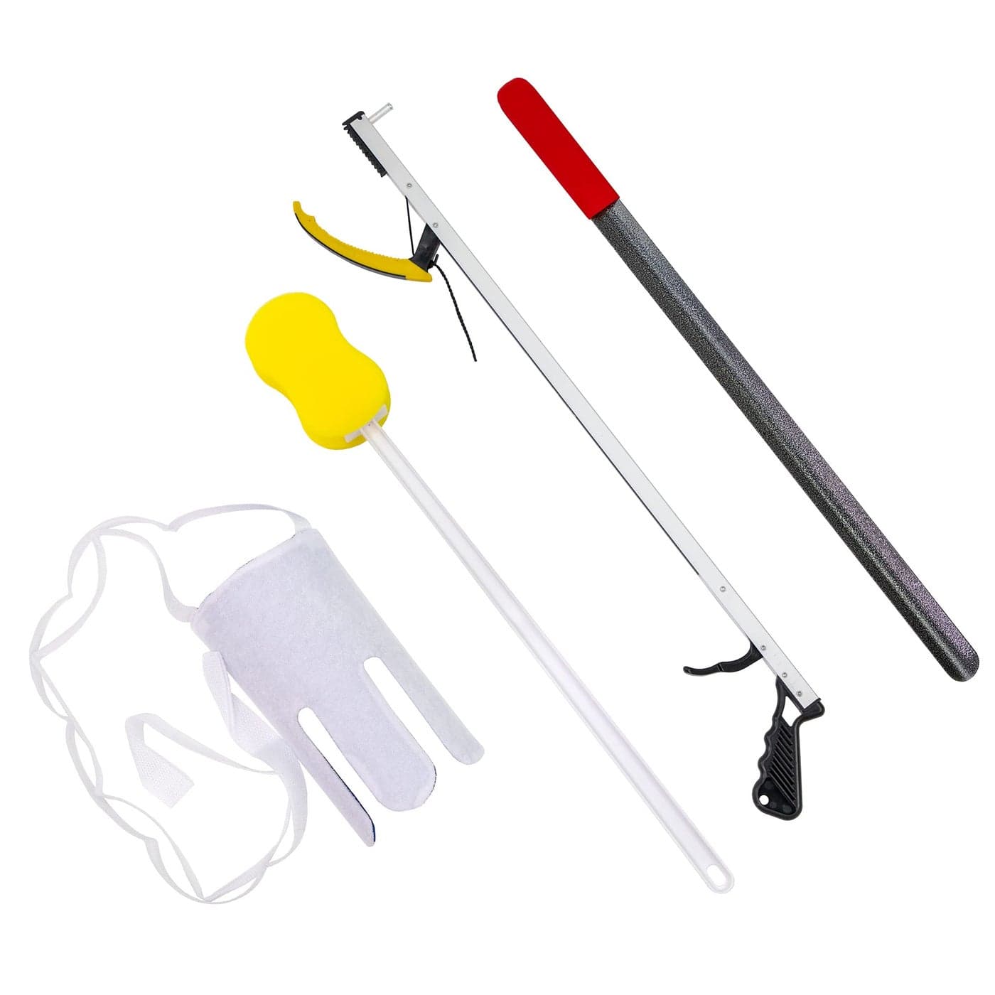 FabLife Hip Kit Daily Living Aids for Mobility Hip Replacement Recovery Knee and Back Surgery Includes Grabber Reacher Bath Sponge Stick Flexible Sock Aid Shoehorn