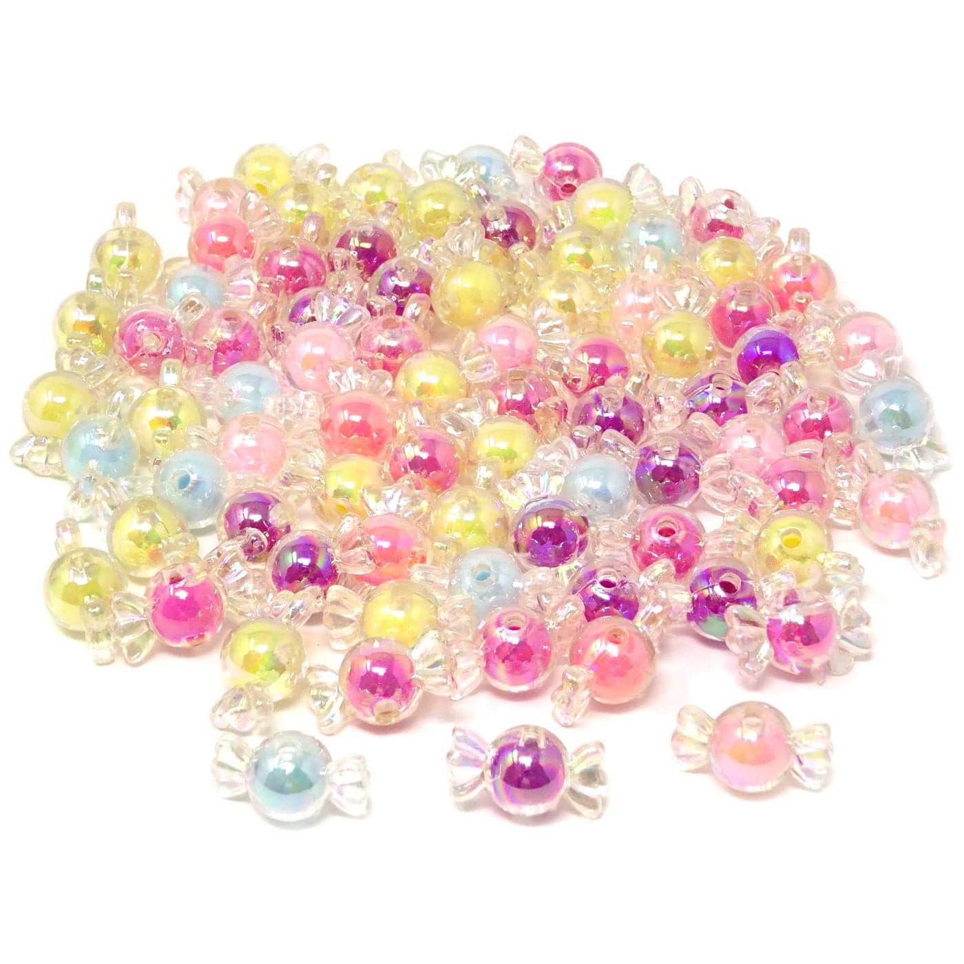 Honbay 100G78pcs Shiny Lifelike Acrylic Candy Beads for Jewelry Making or DIY Crafts Assorted Colors