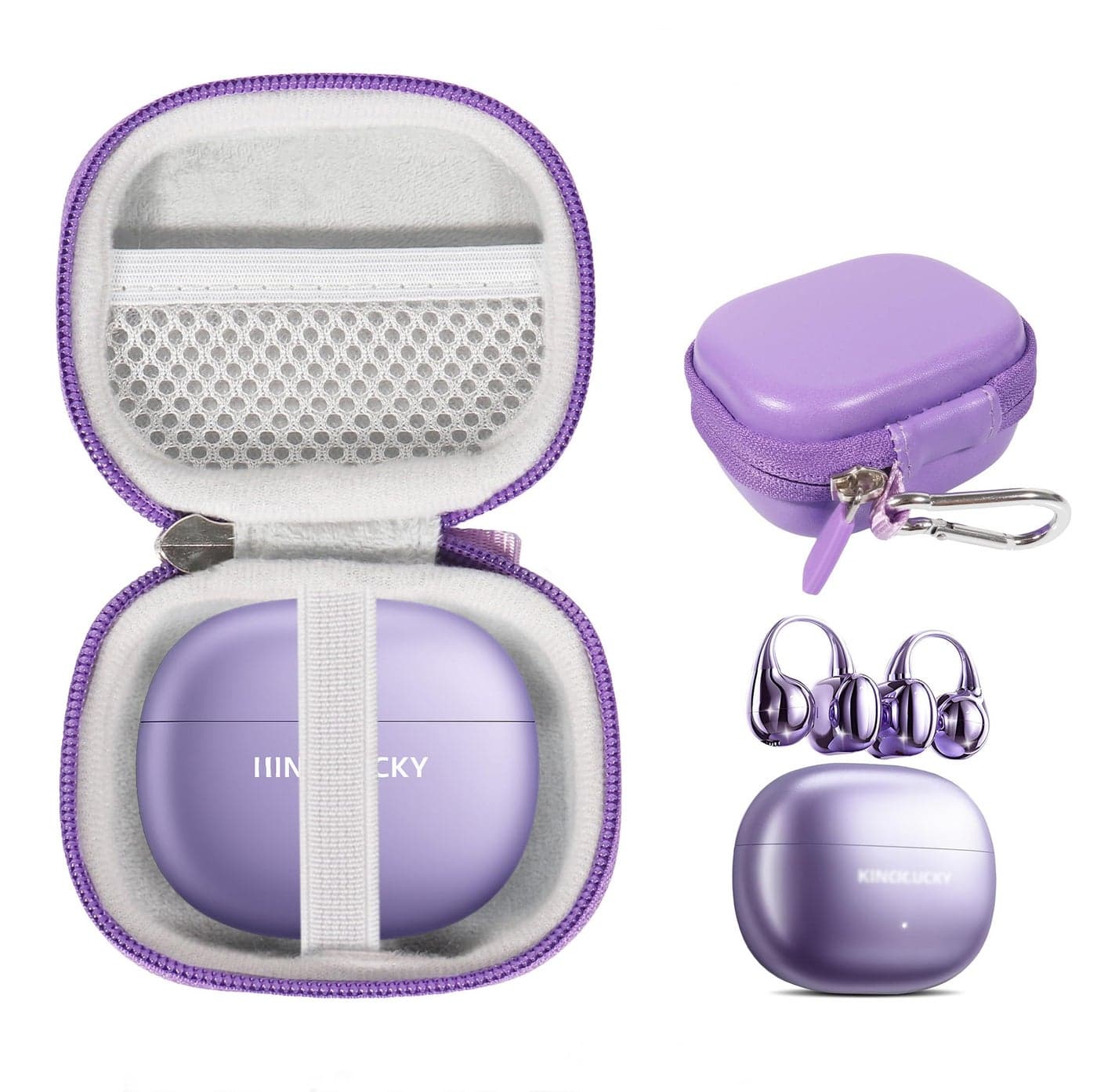 CaseSack Case for King Lucky i121 Clip on Earbuds Open Ear 5.4 Headphones (Purple)