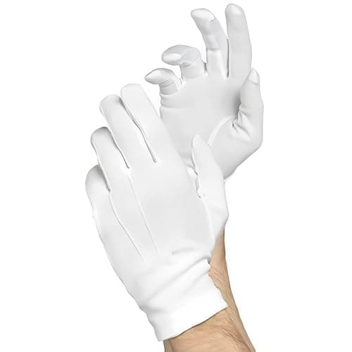 Luxurious White Santa Cotton Gloves - Adult Size (1 Pair) - Ultra-Soft, Premium Quality, Classic & Elegant - Perfect For Parties, Holidays & Cosplay