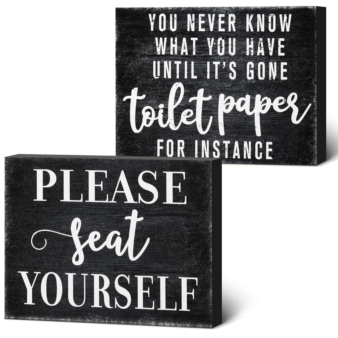 Jetec 2 Pieces Funny Farmhouse Bathroom Decor You Never Know What You Have Until Its Gone Toilet Paper Sign Please Seat Yourself Sign Humor Toilet Box Plaque for Decoration 4 x 5 InchBlack