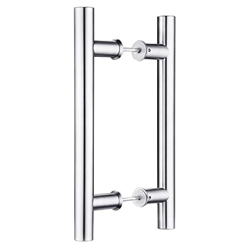 EaseLife 12" Stainless Steel Double Sided Push Pull Door Handle,H Shape Sliding Door Handle,Brushed,Fit for Glass Door Wooden Door