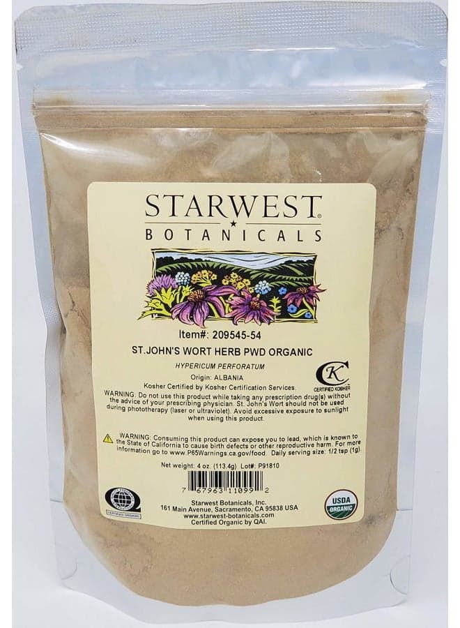 Organic St. John'S Wort Herb Powder - 4 Oz (113 G)