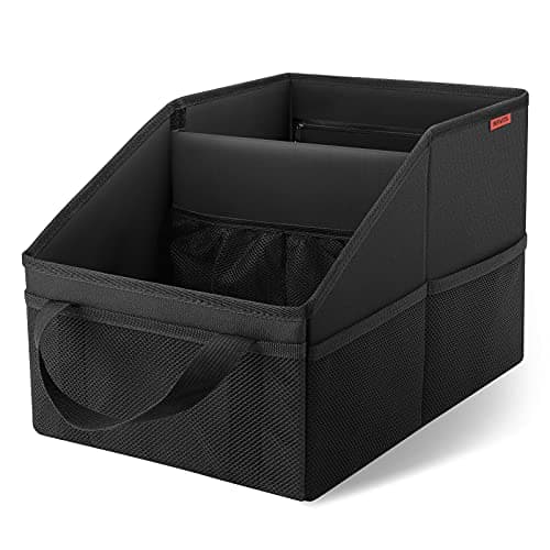 INFIVITA Car Organizer - Automotive Organizer for Front And Back Seat or Floor, Car Caddy Organizer with Divide, Handles and Multiple Mesh Pockets