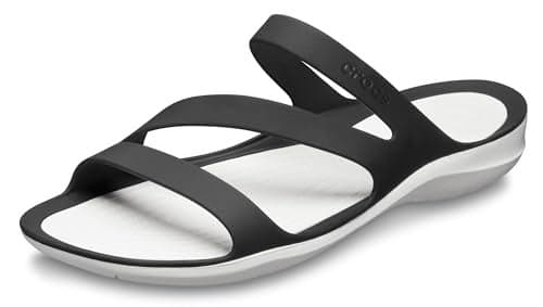 Crocs Women's Swiftwater Sandals, Black/White, 9 Women