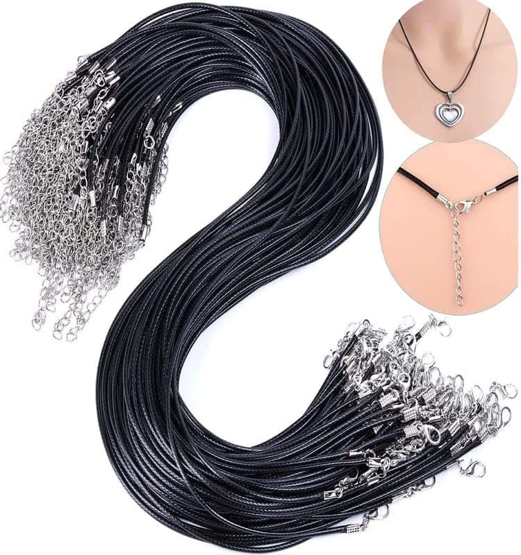 DIY Crafts 50 Pcs, Black, Black Waxed Necklace Cord with Lobster Clasp Bulk for Bracelet Making Necklaces Jewelry Making Suppl(50 Pcs, Black)