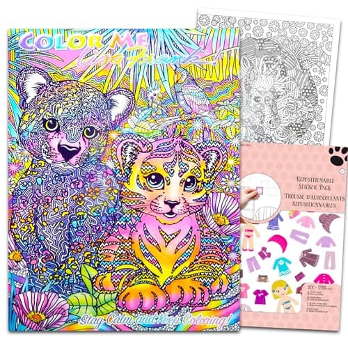 Lisa Frank Coloring Book for Adults Relaxation Set Advanced Lisa Frank Adult Coloring Book with 50 Stickers Lisa Frank Bundle