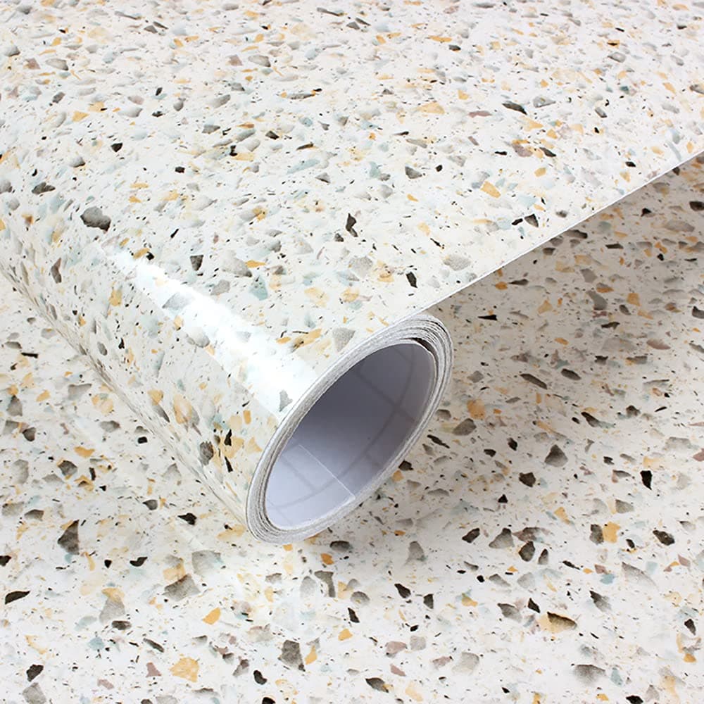 MelunMer Glossy Marble Contact Paper for Countertops Peel and Stick Wallpaper for Kitchen Waterproof Granite White Marble Sticker Self Adhesive Removable Wallpaper 118157 Easy to Install Clean