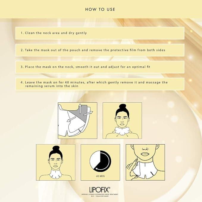 LIPOFIX Neck Hydrating Intense Treatment Bio Cellulose Mask Made in Korea 5 MASKS