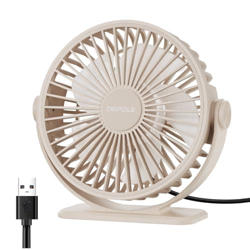 TriPole USB Desk Fan Mini Portable Personal Fan, 3 Speeds Adjustable Strong Breeze Small Electric Fan, 360° Rotation Quiet Plug In USB Fan for Desktop Bedroom Office Table Travel Cruise, Pink, 4.5in